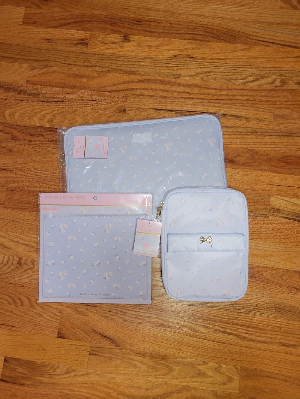 NWT LoveShackFancy x Yoobi Tech 3 pc Laptop Set- Ditsy Whisper Blue- Floral